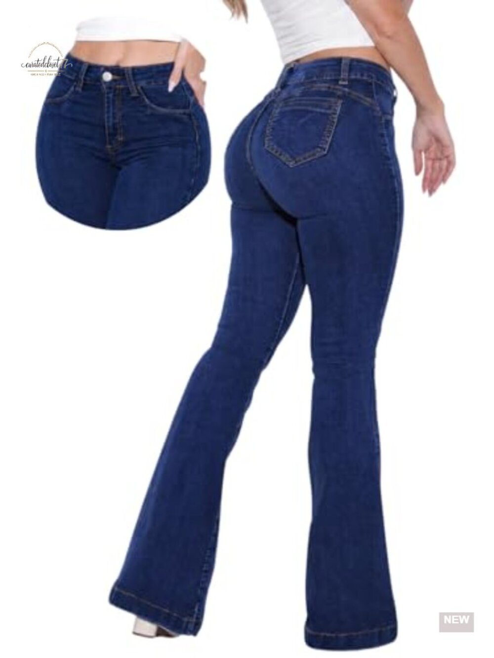 High Waisted Butt Lifting Flare Jeans Stretchy Denim Pants